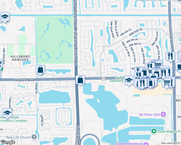 map of restaurants, bars, coffee shops, grocery stores, and more near 4700 Northwest 1st Place in Deerfield Beach