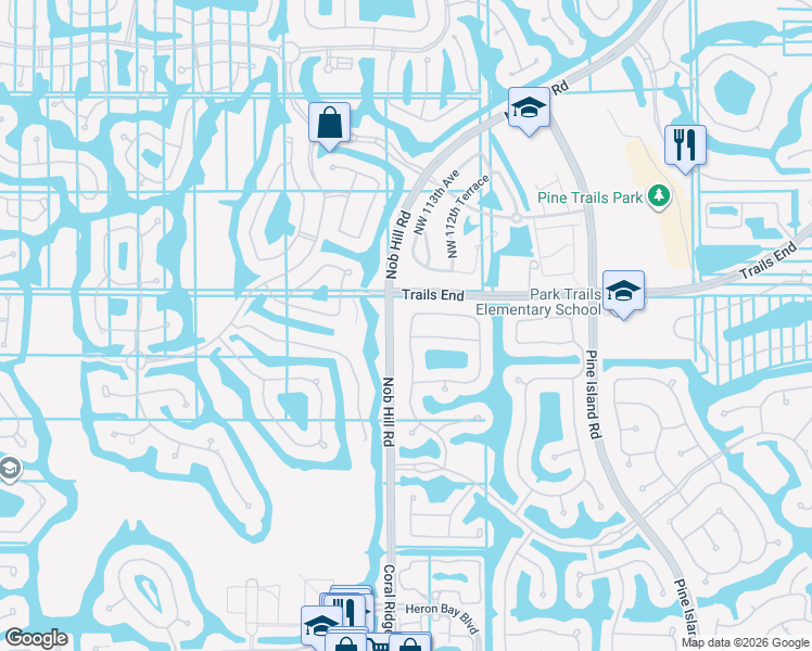 map of restaurants, bars, coffee shops, grocery stores, and more near 7119 Northwest 113th Avenue in Parkland