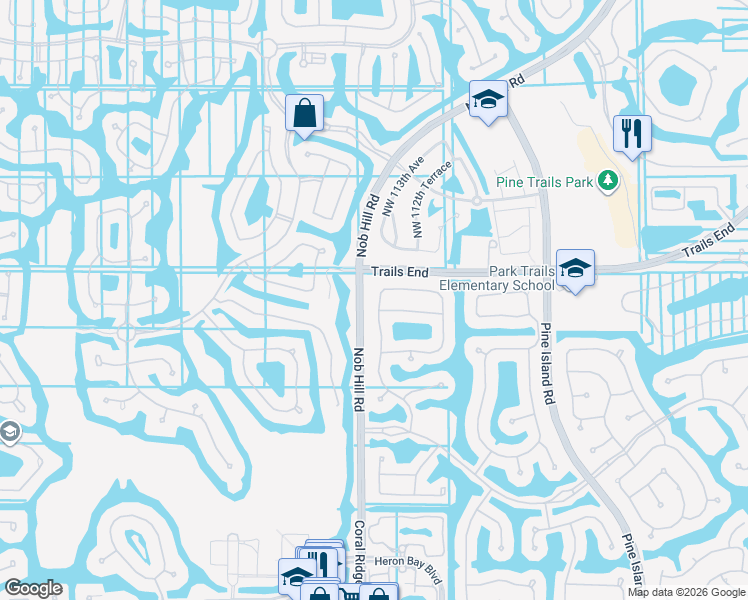 map of restaurants, bars, coffee shops, grocery stores, and more near 7119 Northwest 113th Avenue in Parkland