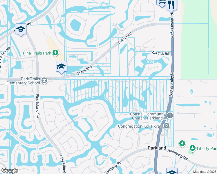 map of restaurants, bars, coffee shops, grocery stores, and more near 10006 Rosewood Street in Parkland