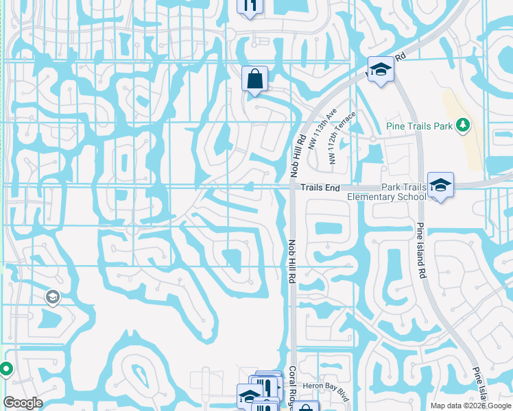 map of restaurants, bars, coffee shops, grocery stores, and more near 11590 Northwest 71st Place in Tamarac