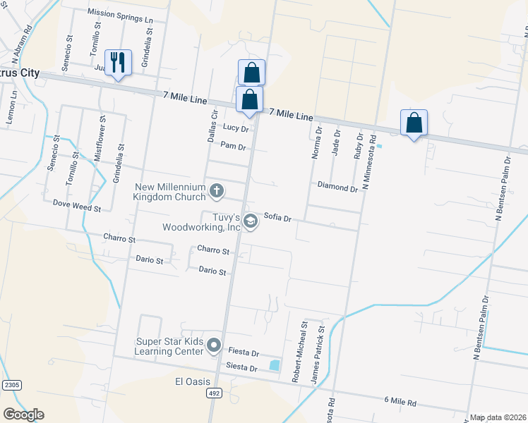 map of restaurants, bars, coffee shops, grocery stores, and more near in Mission