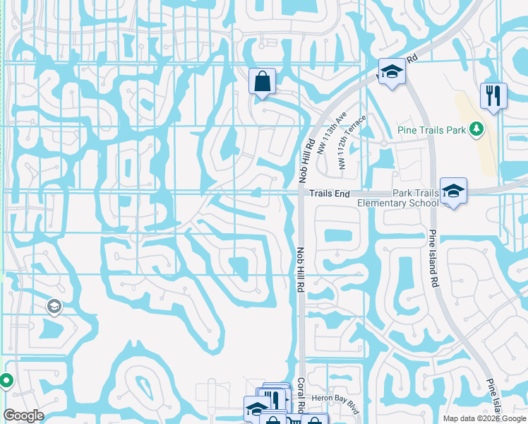 map of restaurants, bars, coffee shops, grocery stores, and more near 11590 Northwest 71st Place in Tamarac