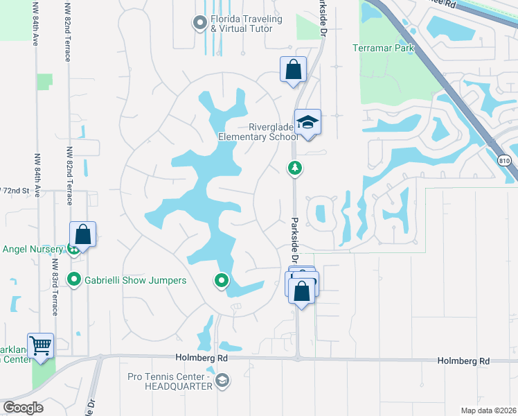 map of restaurants, bars, coffee shops, grocery stores, and more near 7110 East Cypresshead Drive in Parkland