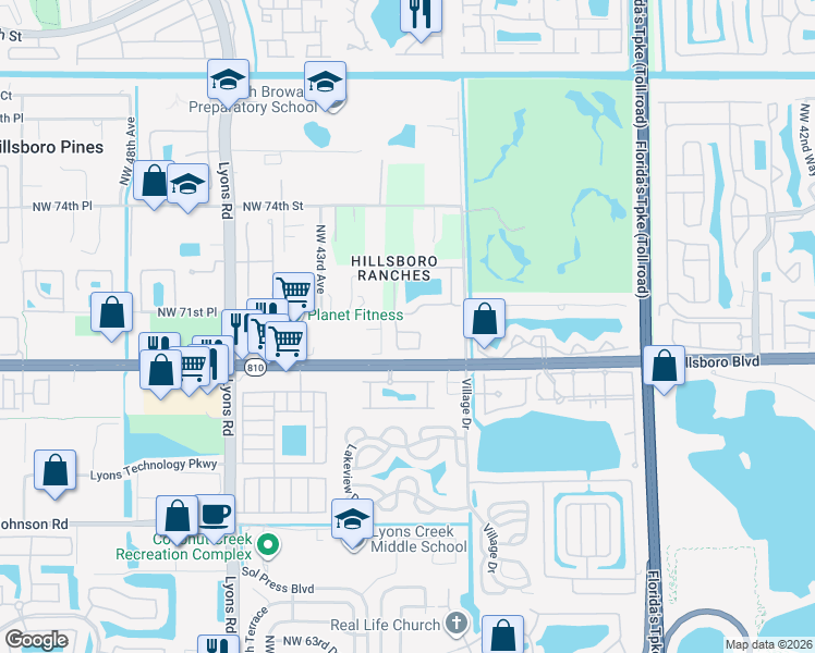 map of restaurants, bars, coffee shops, grocery stores, and more near 4039 Cresent Creek Court in Coconut Creek