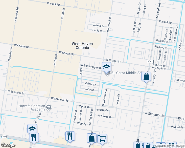 map of restaurants, bars, coffee shops, grocery stores, and more near 3720 West Sarah Evans Street in Edinburg