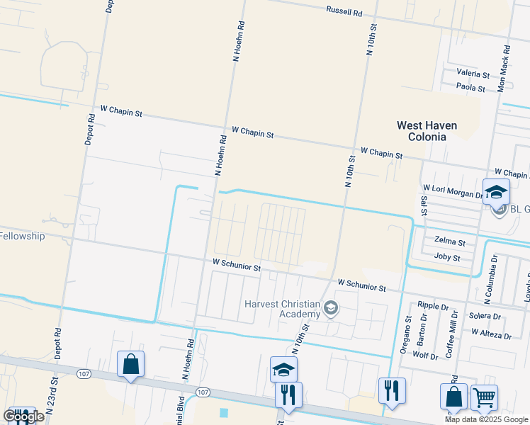 map of restaurants, bars, coffee shops, grocery stores, and more near 1018 North Blair Avenue in Edinburg