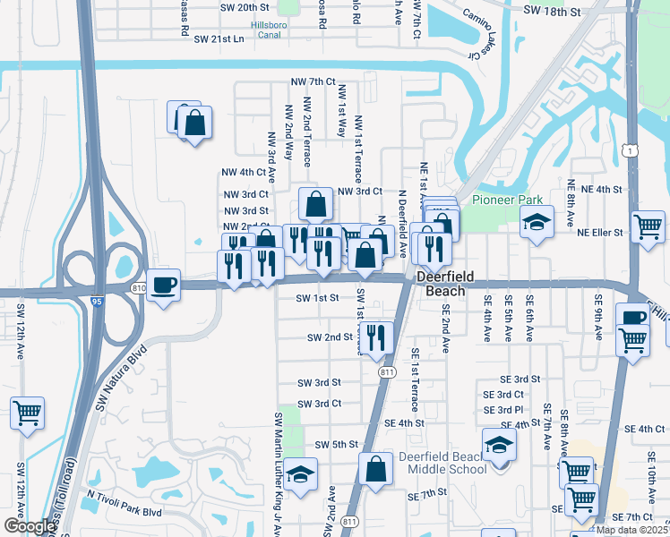 map of restaurants, bars, coffee shops, grocery stores, and more near 175 Florida 810 in Deerfield Beach