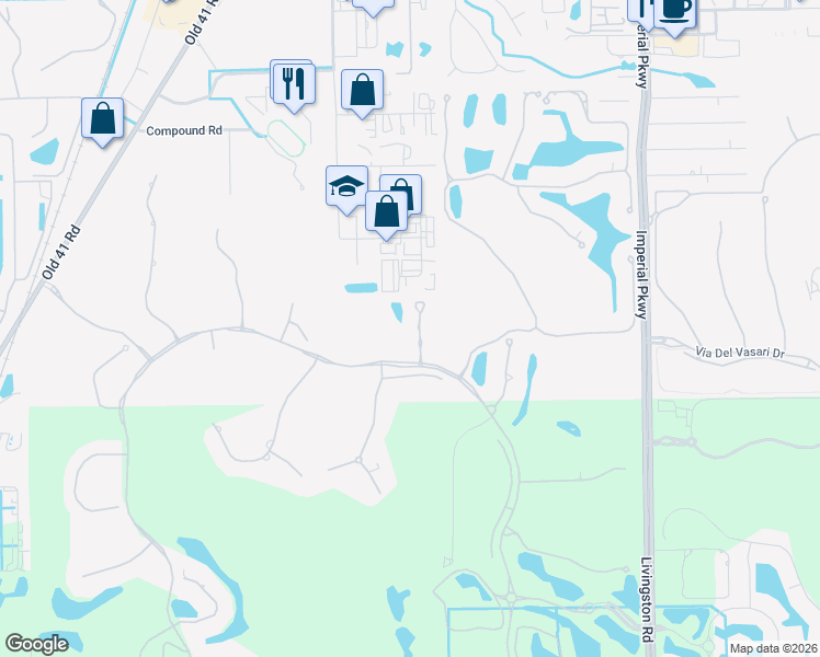 map of restaurants, bars, coffee shops, grocery stores, and more near 29130 Brendisi Way in Naples