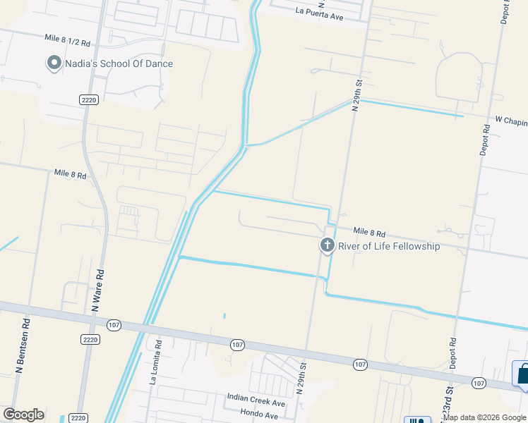 map of restaurants, bars, coffee shops, grocery stores, and more near 12101 Rooth Road in McAllen