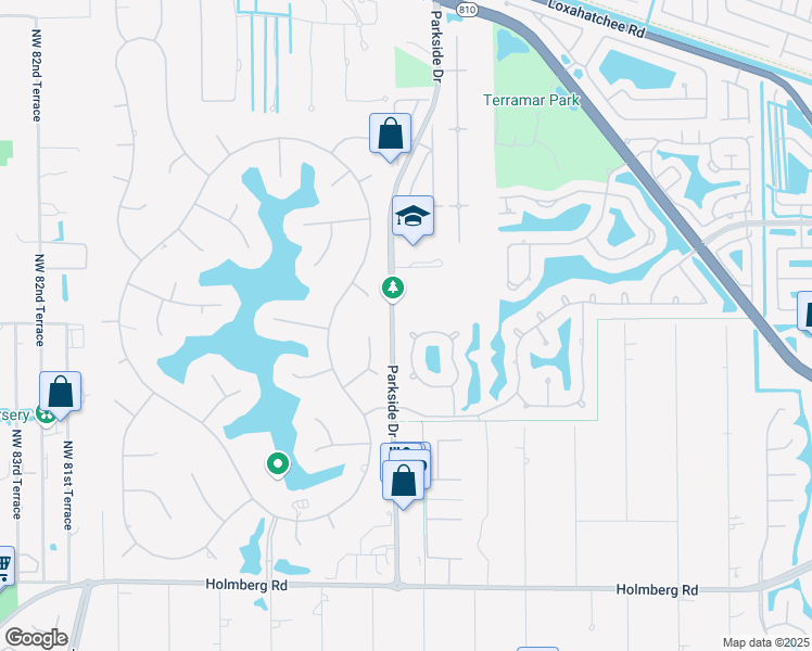 map of restaurants, bars, coffee shops, grocery stores, and more near 7300 Parkside Drive in Parkland