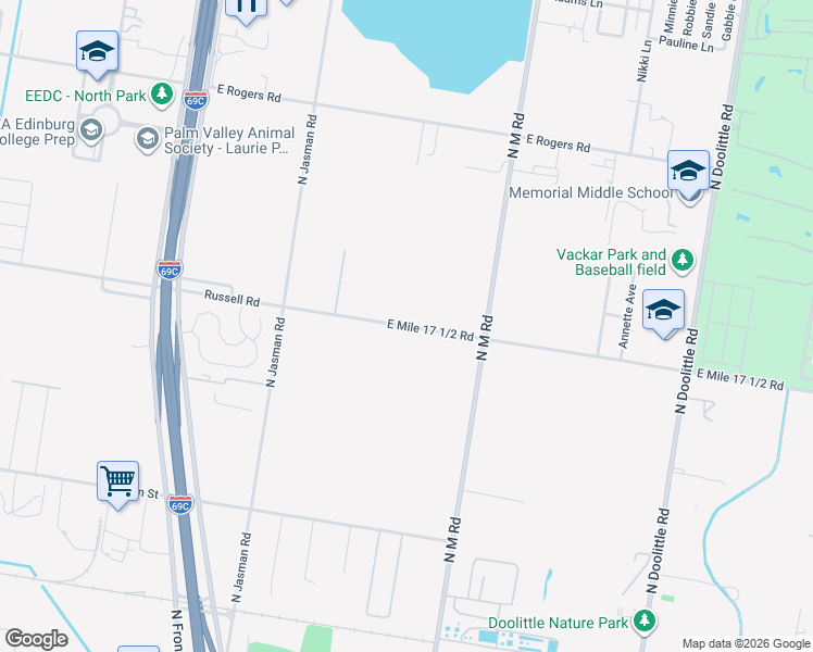 map of restaurants, bars, coffee shops, grocery stores, and more near 2731 E Mile 17 1/2 Rd in Edinburg