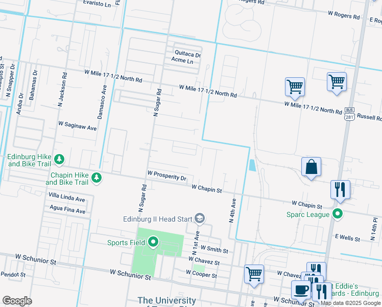map of restaurants, bars, coffee shops, grocery stores, and more near 1312 West Carmen Avenue in Edinburg