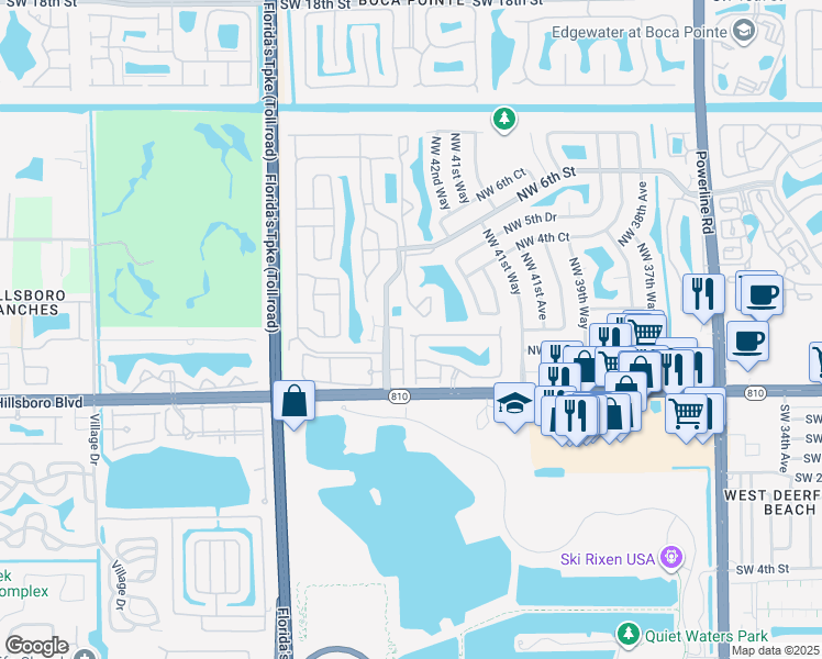 map of restaurants, bars, coffee shops, grocery stores, and more near 4381 Northwest 1st Drive in Deerfield Beach