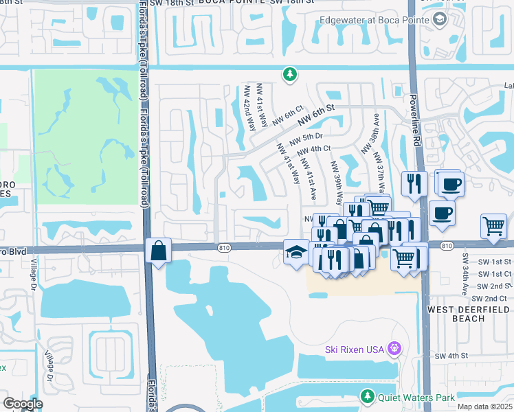 map of restaurants, bars, coffee shops, grocery stores, and more near 4291 Northwest 1st Drive in Deerfield Beach
