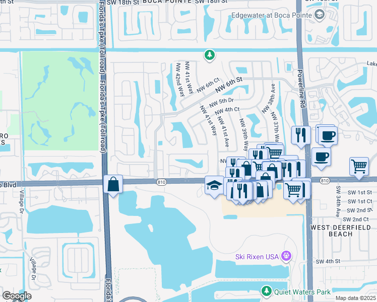 map of restaurants, bars, coffee shops, grocery stores, and more near 4291 Northwest 1st Drive in Deerfield Beach