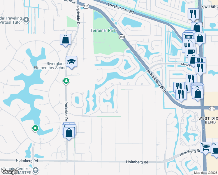 map of restaurants, bars, coffee shops, grocery stores, and more near 7231 Northwest 68th Drive in Parkland