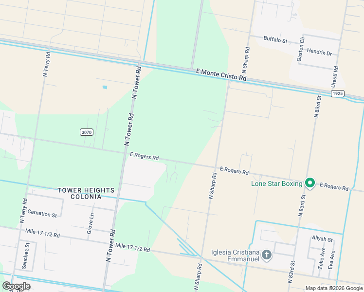 map of restaurants, bars, coffee shops, grocery stores, and more near 7301 Rogers Road in Edinburg