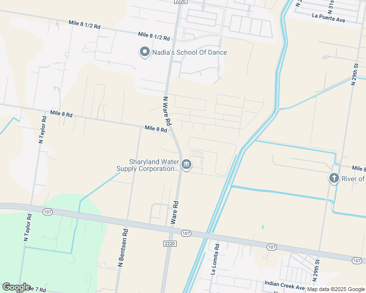 map of restaurants, bars, coffee shops, grocery stores, and more near 12447 Ware Road in Edinburg