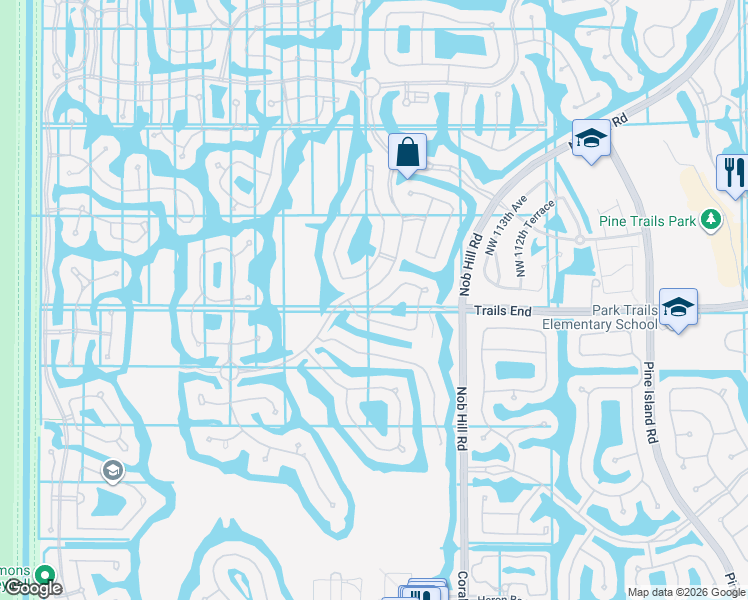map of restaurants, bars, coffee shops, grocery stores, and more near 7203 Northwest 116th Way in Tamarac