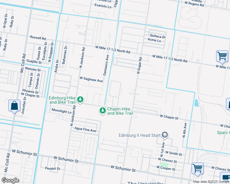 map of restaurants, bars, coffee shops, grocery stores, and more near 1825 West Chapin Street in Edinburg