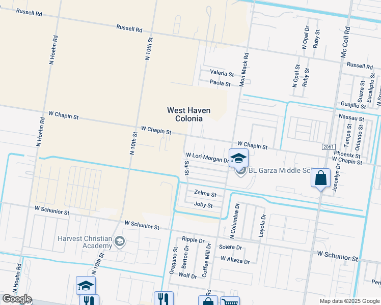 map of restaurants, bars, coffee shops, grocery stores, and more near 1331 Patsy Cline Drive in Edinburg