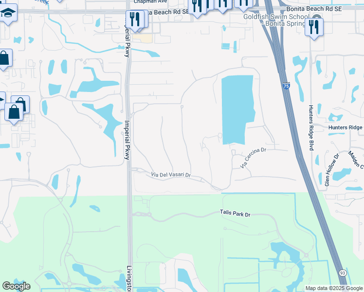 map of restaurants, bars, coffee shops, grocery stores, and more near 28607 Via D Arezzo Drive in Bonita Springs