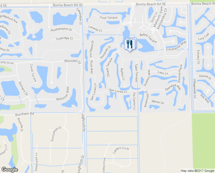 map of restaurants, bars, coffee shops, grocery stores, and more near 28564 Chianti Terrace in Bonita Springs