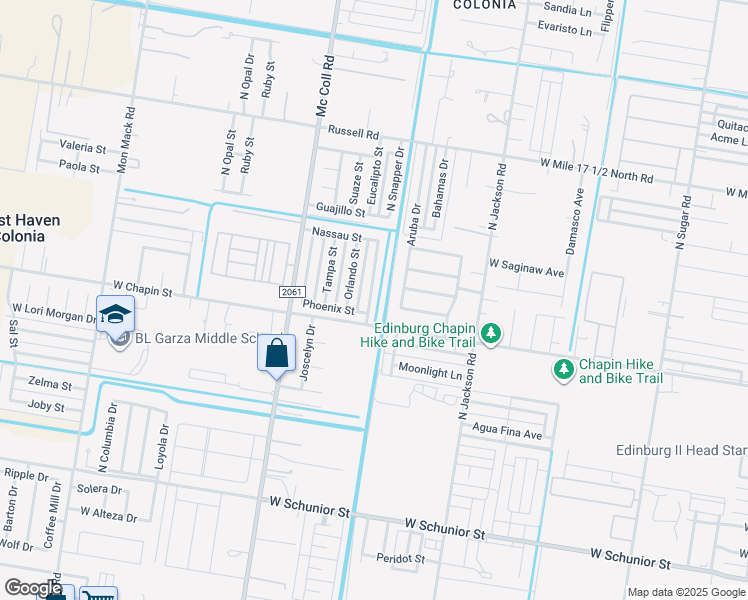 map of restaurants, bars, coffee shops, grocery stores, and more near 1422 Nassau Street in Edinburg