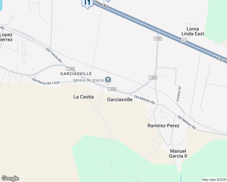 map of restaurants, bars, coffee shops, grocery stores, and more near 6804 Farm to Market Road 1430 in Rio Grande City