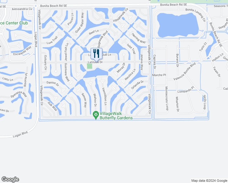 map of restaurants, bars, coffee shops, grocery stores, and more near 15371 Upwind Drive in Bonita Springs