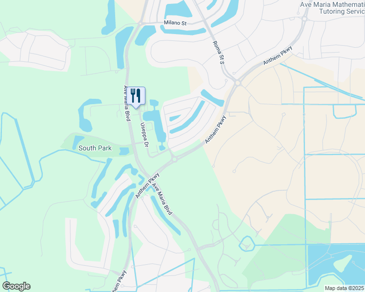 map of restaurants, bars, coffee shops, grocery stores, and more near 5447 Useppa Drive in Ave Maria