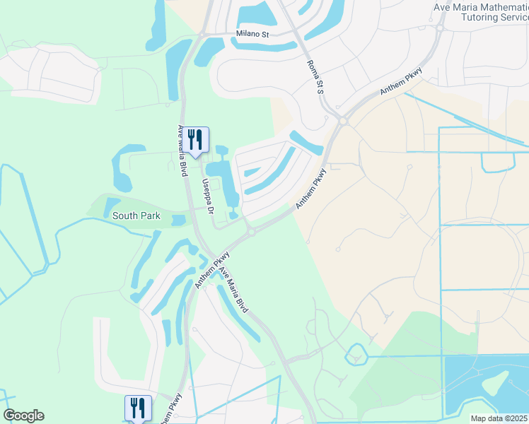 map of restaurants, bars, coffee shops, grocery stores, and more near 5447 Useppa Drive in Ave Maria