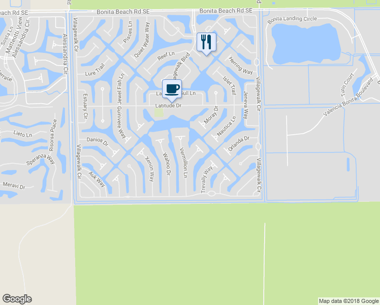 map of restaurants, bars, coffee shops, grocery stores, and more near 15354 Upwind Drive in Bonita Springs