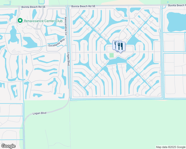 map of restaurants, bars, coffee shops, grocery stores, and more near 15100 Danios Drive in Bonita Springs