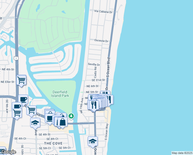 map of restaurants, bars, coffee shops, grocery stores, and more near 2988 Cadiz Road in Boca Raton
