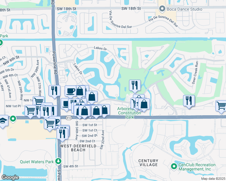map of restaurants, bars, coffee shops, grocery stores, and more near 3070 Lake Shore Drive in Deerfield Beach