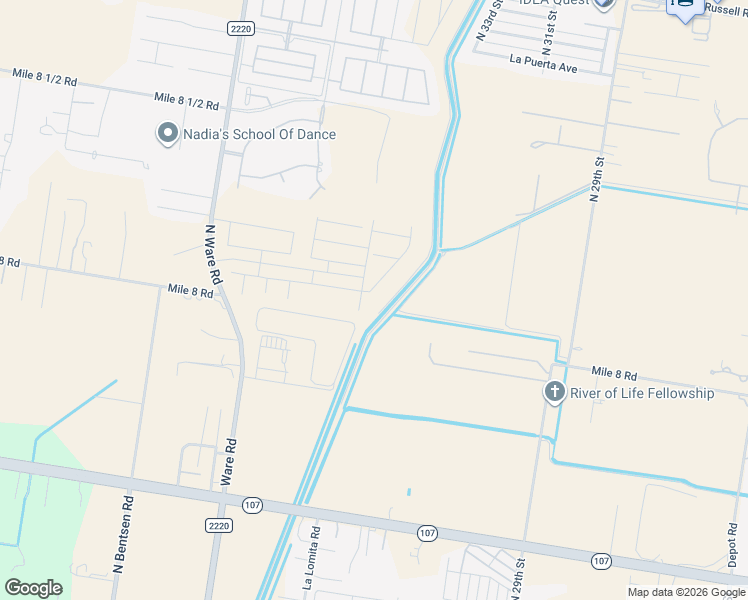 map of restaurants, bars, coffee shops, grocery stores, and more near 12900 North 38th Street in Edinburg