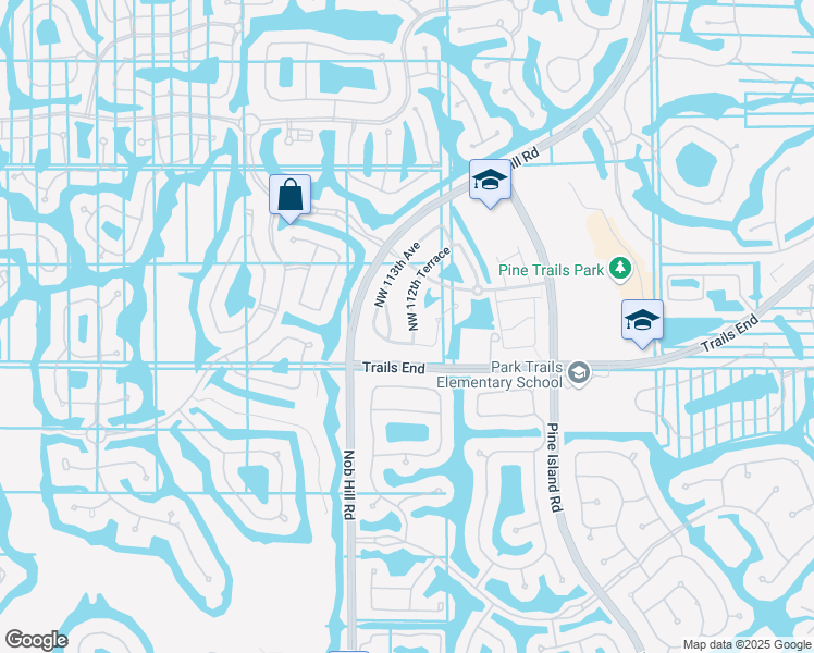 map of restaurants, bars, coffee shops, grocery stores, and more near 7356 Northwest 112th Way in Parkland