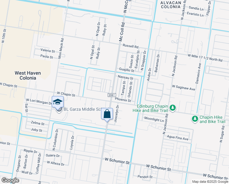 map of restaurants, bars, coffee shops, grocery stores, and more near 1721 North McColl Road in McAllen