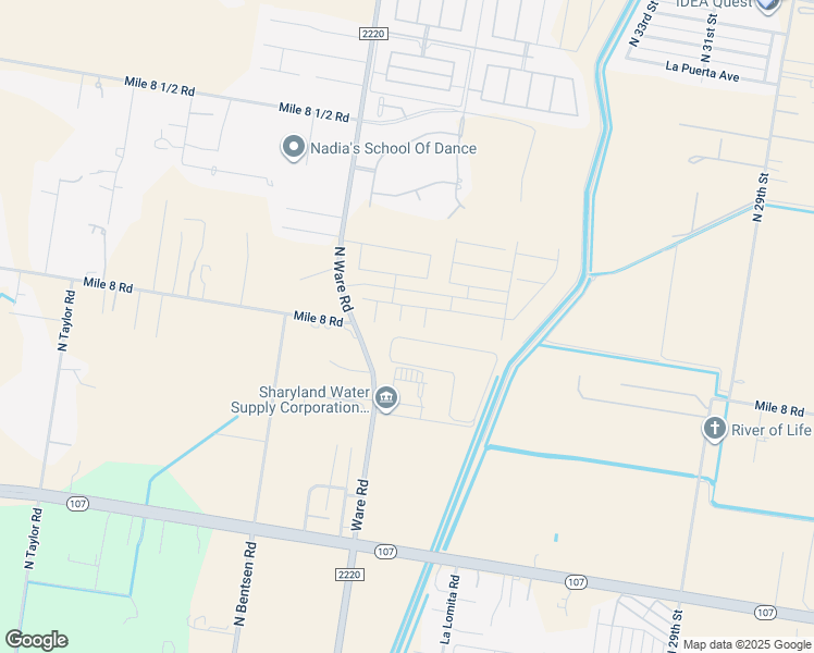 map of restaurants, bars, coffee shops, grocery stores, and more near 12447 Ware Road in Edinburg