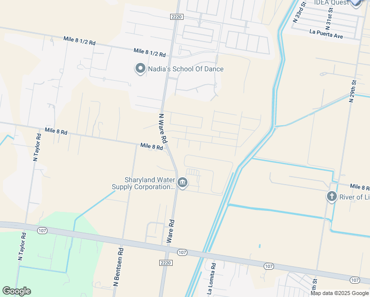map of restaurants, bars, coffee shops, grocery stores, and more near 12447 Ware Road in Edinburg