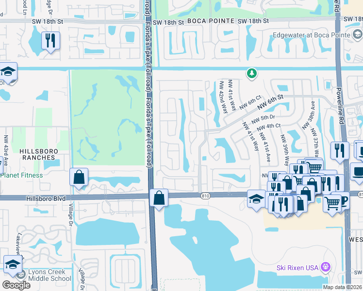 map of restaurants, bars, coffee shops, grocery stores, and more near 346 Northwest 47th Avenue in Deerfield Beach