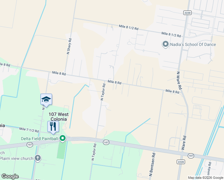 map of restaurants, bars, coffee shops, grocery stores, and more near 5015 Mile 8 Road in Edinburg