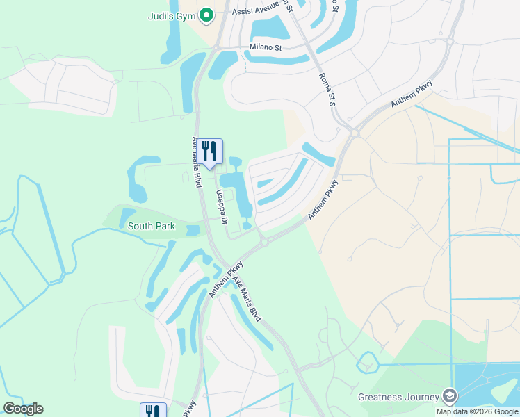 map of restaurants, bars, coffee shops, grocery stores, and more near 5493 Cameron Drive in Ave Maria
