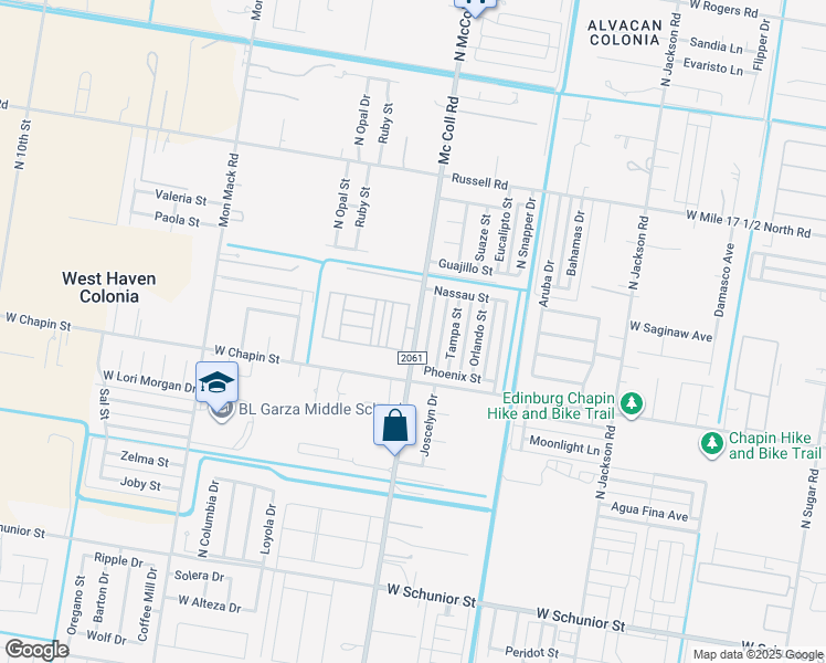 map of restaurants, bars, coffee shops, grocery stores, and more near 1721 North McColl Road in McAllen