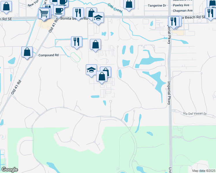 map of restaurants, bars, coffee shops, grocery stores, and more near 28651 North Diesel Drive in Bonita Springs