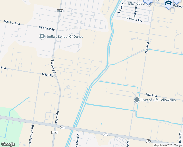 map of restaurants, bars, coffee shops, grocery stores, and more near 12900 North 38th Street in Edinburg