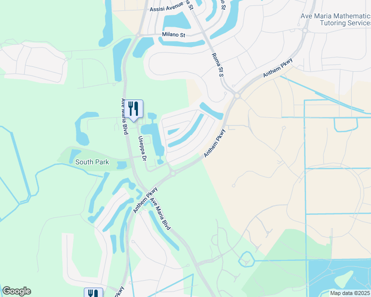 map of restaurants, bars, coffee shops, grocery stores, and more near 5448 Cameron Drive in Ave Maria