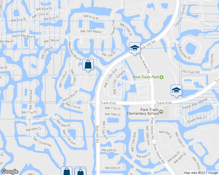map of restaurants, bars, coffee shops, grocery stores, and more near 7356 Northwest 112th Way in Parkland